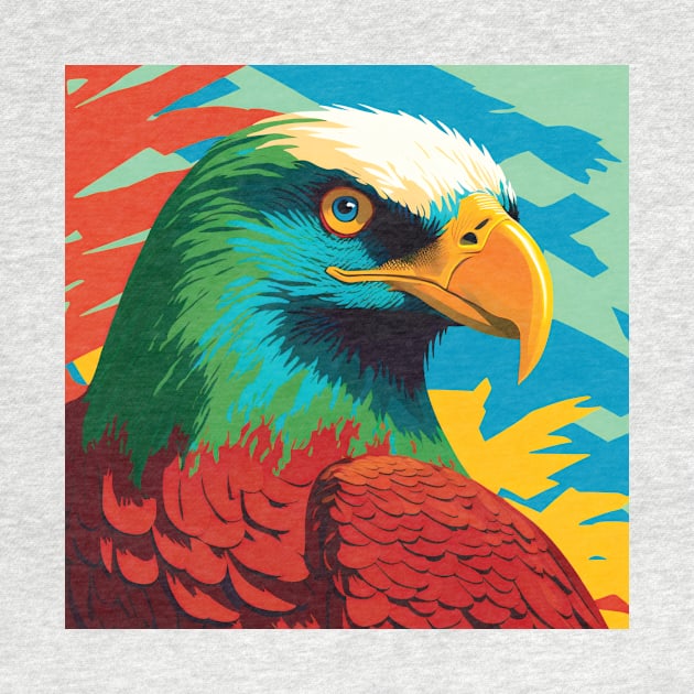 Majestic Eagle in Bold Red, Green and Blue by Geminiartstudio